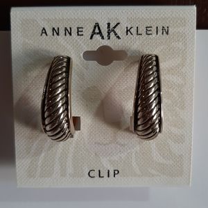 Anne Klein Gold Deco Twist Clip Earrings